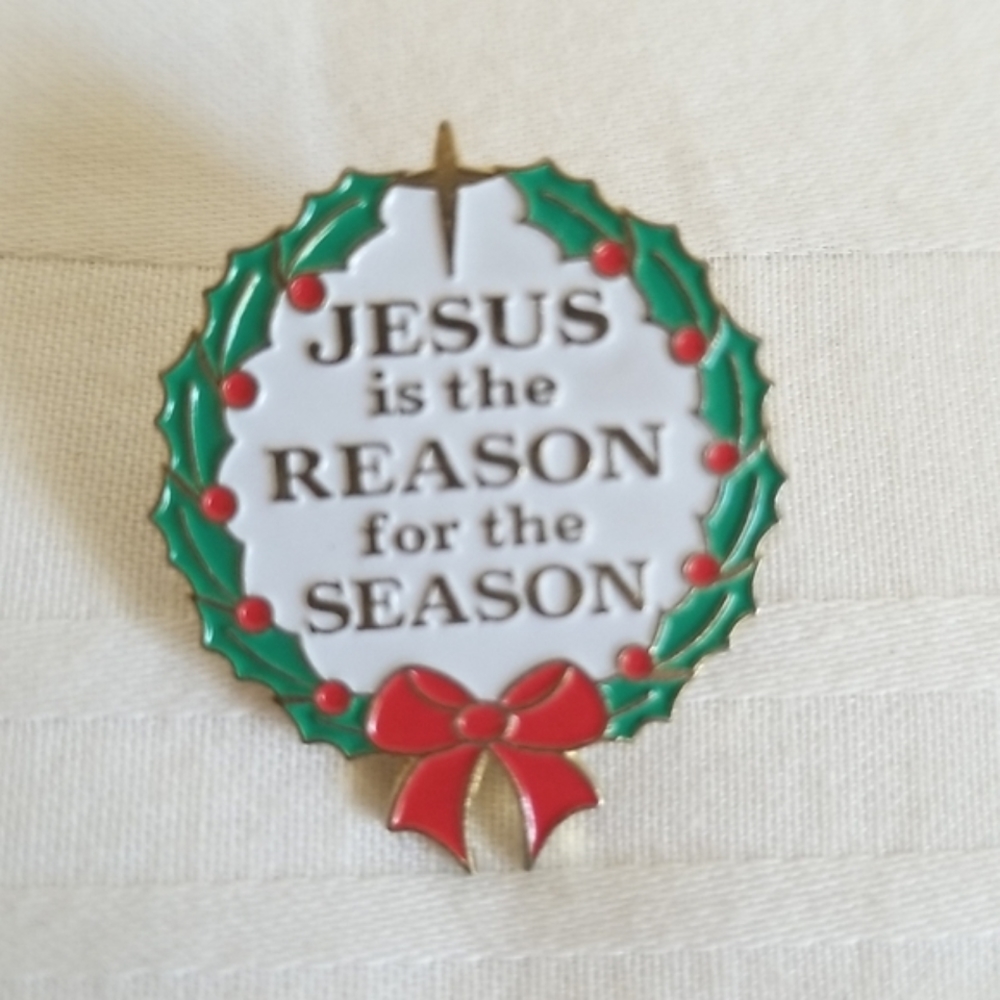 Sherman Jesus is the Reason for the Season Wreath Enamel Pin